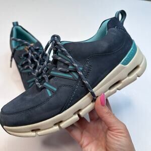Clarks NatureX Tie Waterproof Blue Nubuck Sneakers